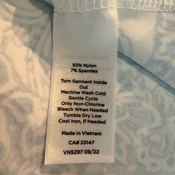 Talbots Paisley Print Wrap Shift Dress 3/4 Sleeve Midi Skirt Blue White - M - Picture 8 of 9